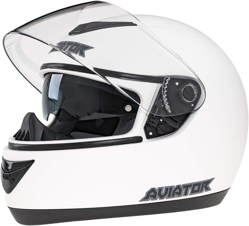Integralhelm Mit Sonnenblende Weiss Matt Helm Motorradhelm Quad Klapphelm Schutz L - 59-60 cm, L - 5