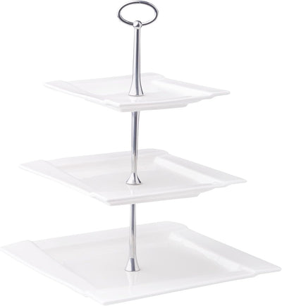 AMBITION Etagere Porzellan 3 stöckig Kubiko 25 x 25 cm quadratischer Tortenständer für Obst Törtchen