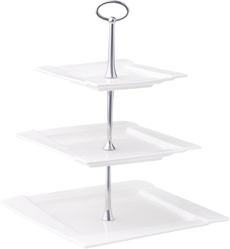 AMBITION Etagere Porzellan 3 stöckig Kubiko 25 x 25 cm quadratischer Tortenständer für Obst Törtchen