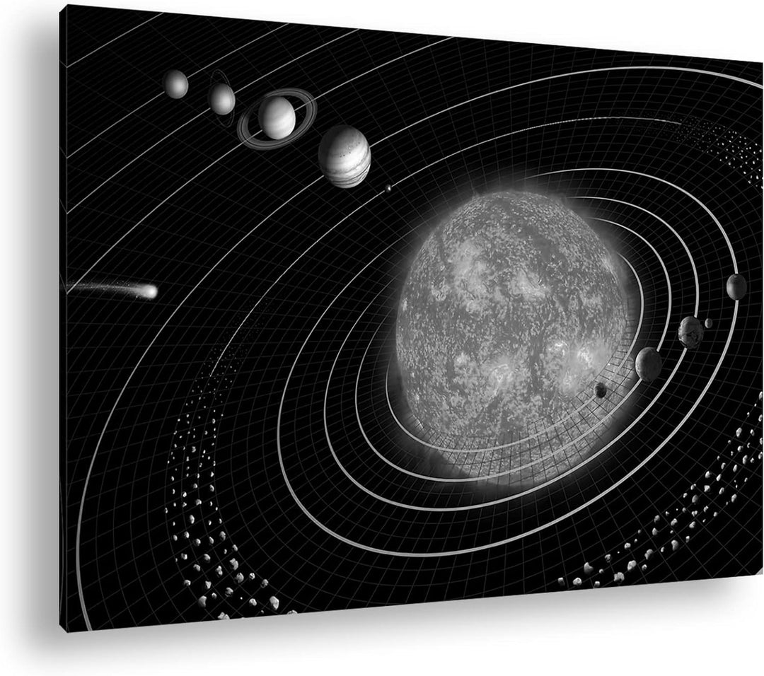 deyoli unser Sonnensystem Format: 80x60 Effekt: Schwarz&Weiss als Leinwandbild, Motiv fertig gerahmt