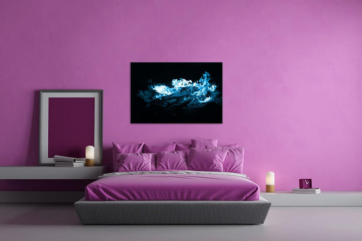 deyoli Dark heisses Lagerfeuer bei Nacht Format 100x70 Effekt: Monocrome Blau als Leinwandbild, Moti