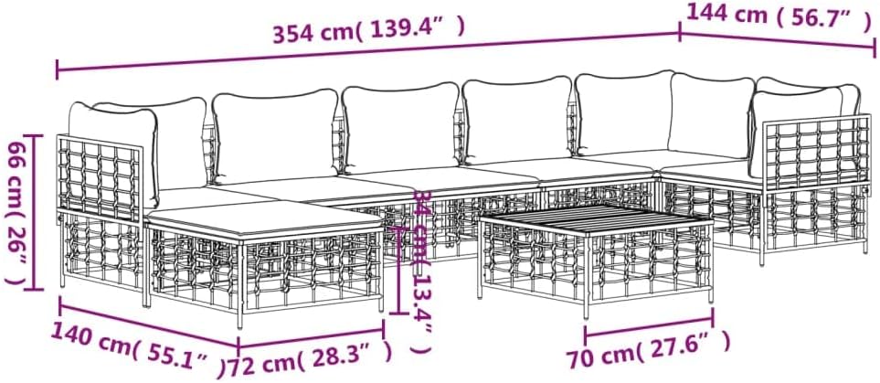 Tidyard 8-TLG. Gartenlounge, Balkonlounge, Gartensofa, Terrassensofa, Loungesofa Outdoor, Loungemöbe