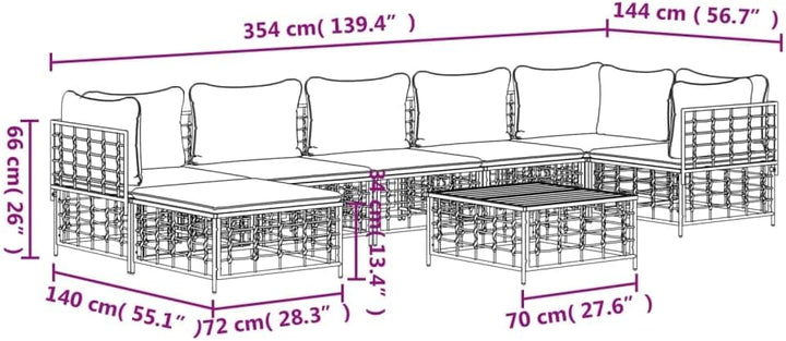 Tidyard 8-TLG. Gartenlounge, Balkonlounge, Gartensofa, Terrassensofa, Loungesofa Outdoor, Loungemöbe