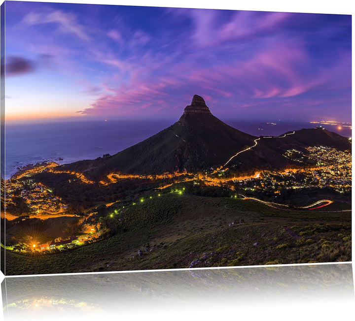 Pixxprint Kapstadts Löwenkopf als Leinwandbild/Grösse: 100x70 cm/Wandbild/Kunstdruck/fertig bespannt