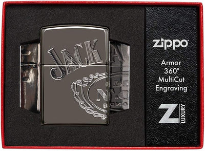 Zippo Armor Jack Daniels High Polish Black Ice Pocket Lighter Feuerzeug, schwarz, Einheitsgrösse, Sc