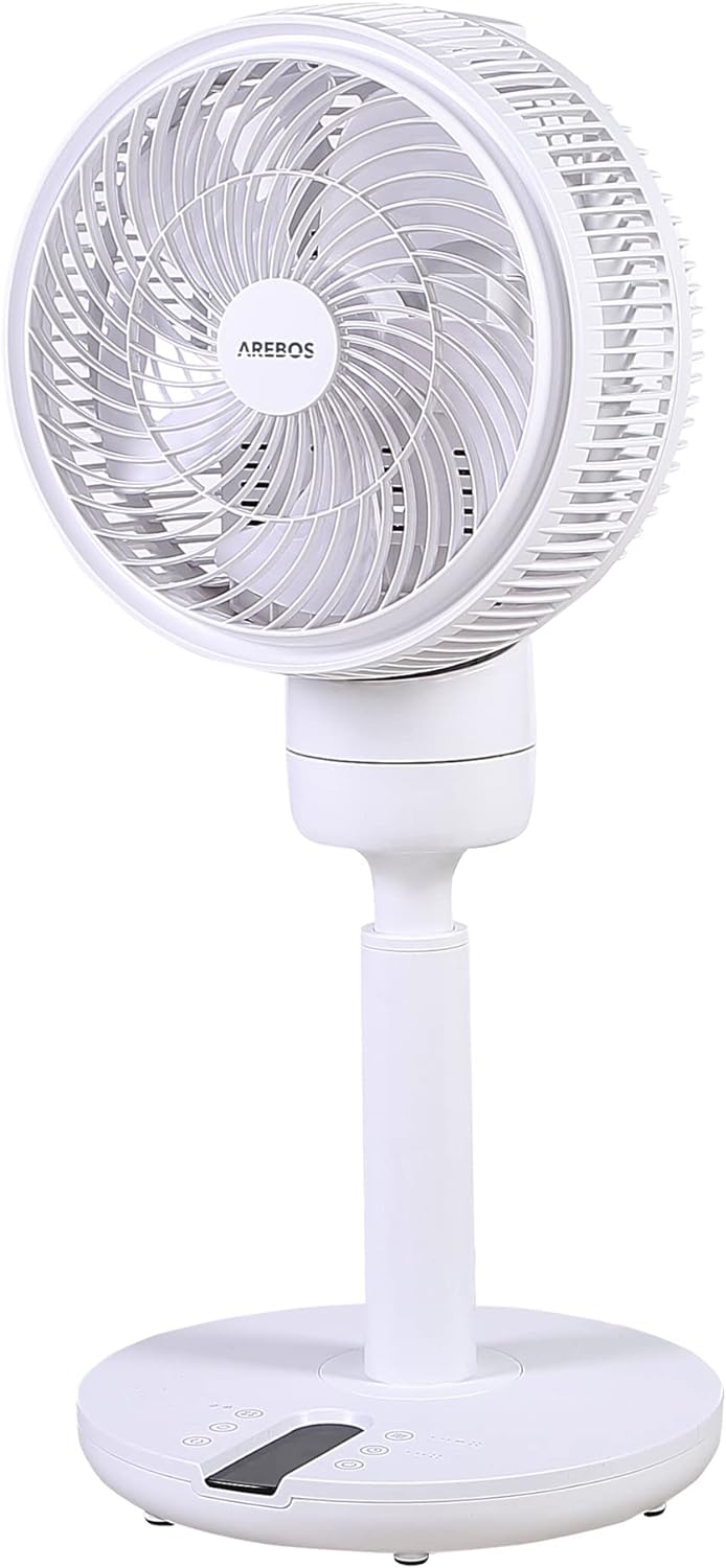 Arebos Ventilator 55W | 3D Oszillation | Ø 23cm | besonders Leise | höhenverstellbar, mit 4 Leistung