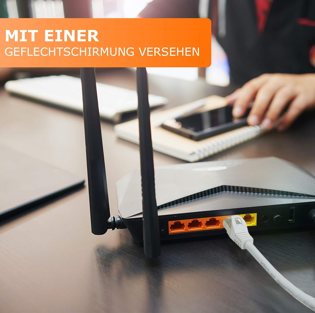 1aTTack.de 30m - weiss - 1 Stück CAT.7 Netzwerkkabel Patchkabel SFTP PIMF LSZH Gigabit Lan Kabel 10G