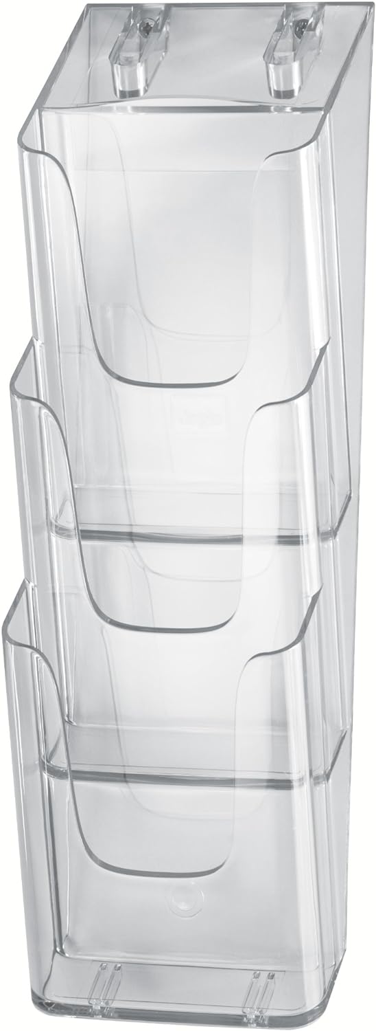 SIGEL LH137 Wand-Prospekthalter aus Acryl mit 3 Fächern, DIN lang/A6, transparent für DIN lang/A6 1