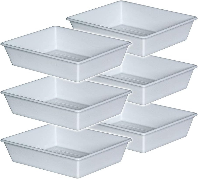 BRB 6x Kunststoffwanne/Laborwanne, PP, LxBxH 305x245x65 mm, 1,1 Liter, weiss