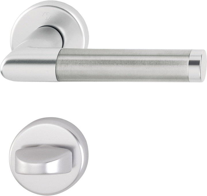 HOPPE 3286729 Drückergarnitur Amsterdam mit Rosetten WC, silber eloxiert/Edelstahl WC/Bad Silber Elo