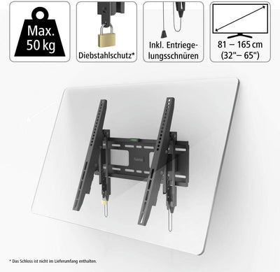 Hama TV Wandhalterung flach, fest (TV Halterung für Fernseher 32 bis 65 Zoll, Fernsehhalterung mit D