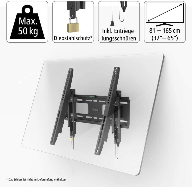 Hama TV Wandhalterung flach, fest (TV Halterung für Fernseher 32 bis 65 Zoll, Fernsehhalterung mit D