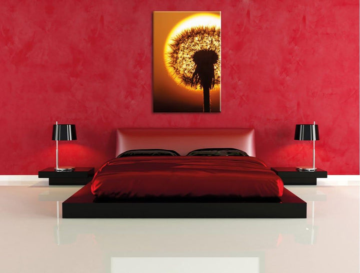 Pusteblume im Abendlicht, Format: 100x70 auf Leinwand, XXL riesige Bilder fertig gerahmt mit Keilrah