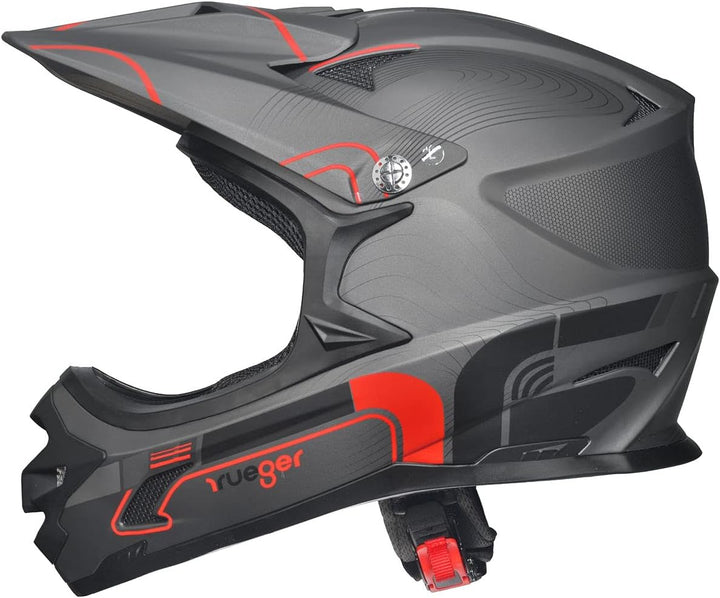 RXD-9001 Downhill Fahrrad BMX Fullface Mountainbike MTB Enduro Freeride Dirt Helm Matt Schwarz M (57
