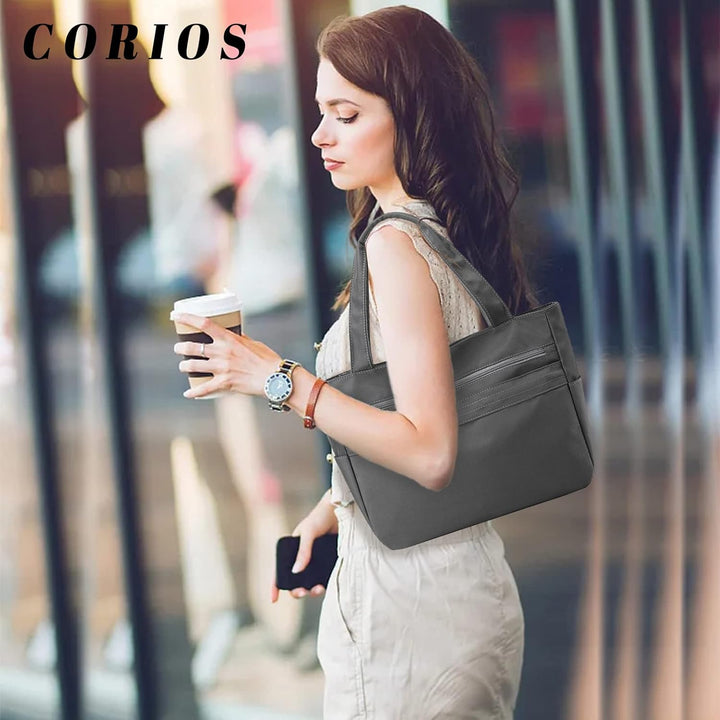 CORIOS Damen Nylon Handtasche Wasserdicht Schultertasche Casual Henkeltasche Multifunktionale Tote B