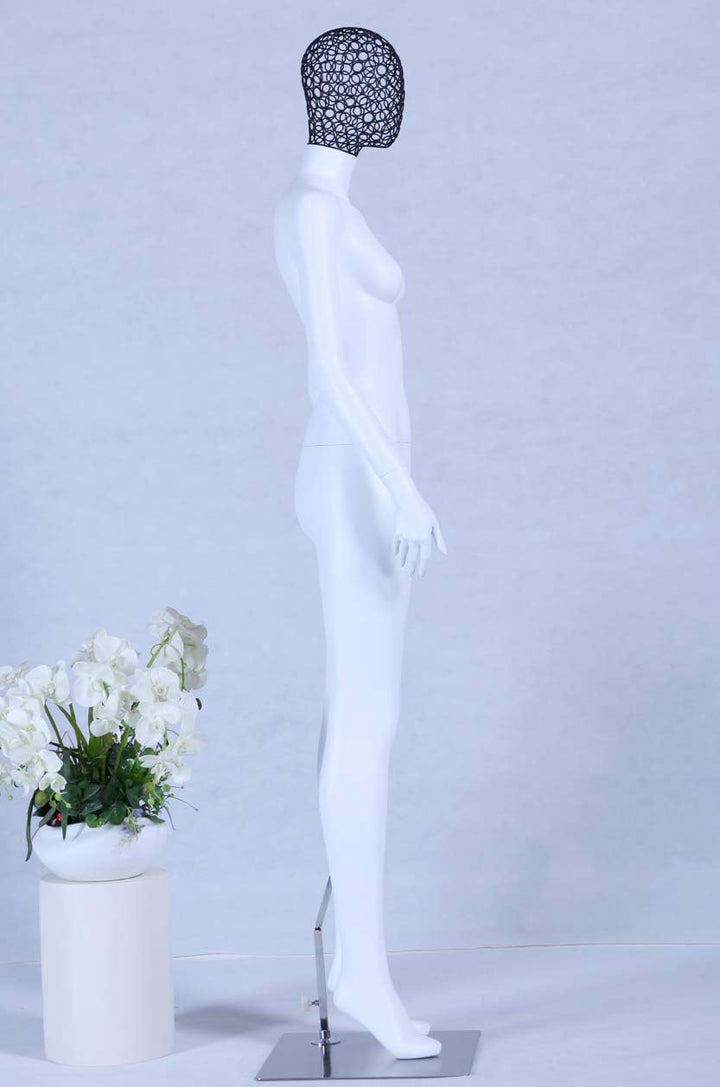 S+26W Frau Eurotondisplay Schaufensterpuppe weiss matt lackiert hochwertig Metallgiter Kopf mit Meta