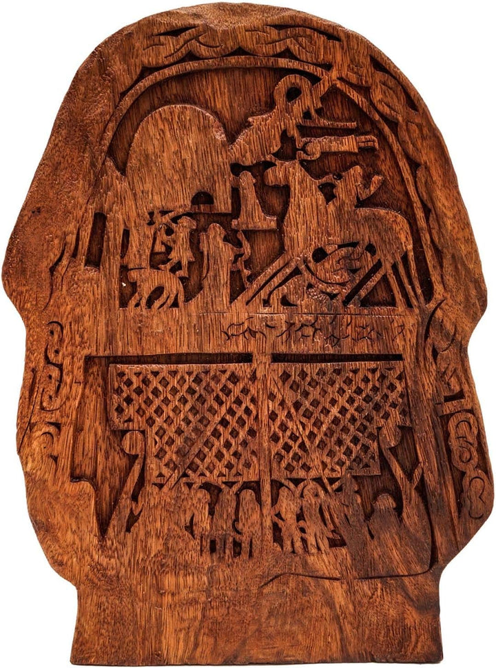 Windalf Wikinger Holzrelief Odin AUF Sleipnir 33 cm Vikings Bildstein Nordische Mythologie Tjängvide