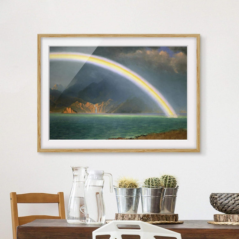 Bild mit Rahmen - Albert Bierstadt - Regenbogen über Jenny Lake - Eiche 50x70 cm 50cm x 70cm Eiche,