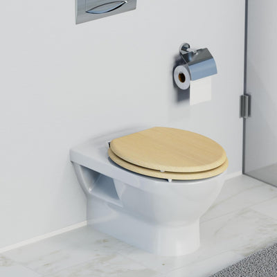 SCHÜTTE WC-Sitz NATRUAL mit Absenkautomatik aus Holz | Toilettensitz mit Klodeckel | Holzkern Toilet