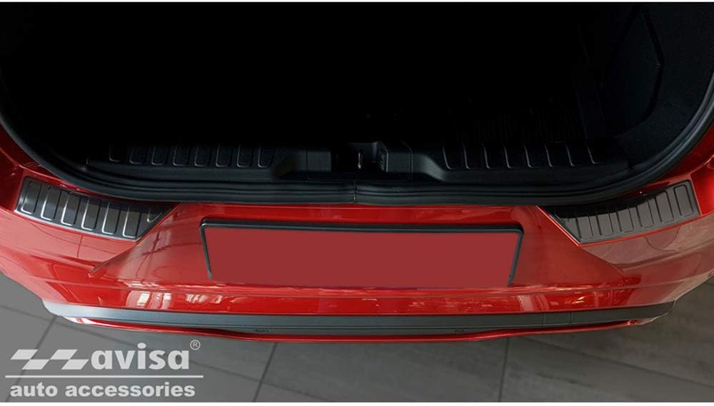 Avisa Schwarz Edelstahl Heckstossstangenschutz kompatibel mit Ford Puma 2019- 'Ribs' (2-teilig)