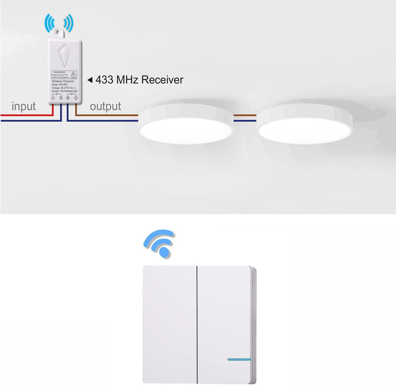 Mengshen Kabelloser Lichtschalter Und Empfänger Kit - Keine Verkabelung Erforderlich, Bis Zu 100ft R