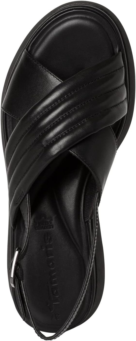 Tamaris Damen Sandaletten, Frauen Sandalen,TOUCHit-Fussbett 38 EU Schwarz Black Leather, 38 EU Schwa