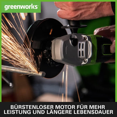 Greenworks Tools GD24AG Akku Winkelschleifer 125 mm Schneidemesser, 10500rpm, Links- oder Rechtshänd