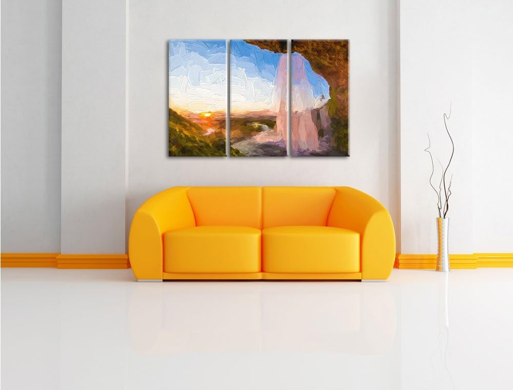 Pixxprint Grossartiger Wasserfall als Leinwandbild/Grösse: 3 Teilig (120x80) cm/Wandbild/Kunstdruck/