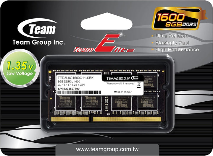 TeamGroup TED3L8G1600C11-S01 Memory SO D3 1600 8GB C11 ElL