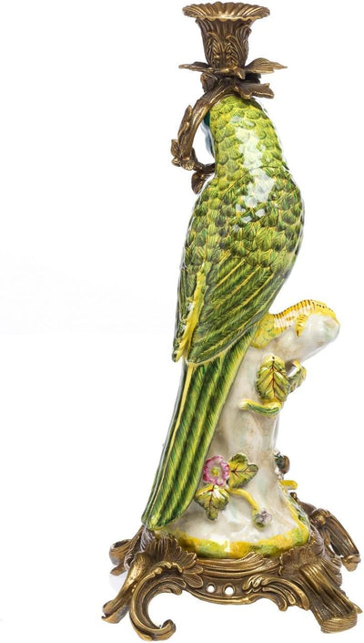 aubaho Papagei Kerzenständer Porzellan Antikstil Kerzenleuchter 37cm Candlestick Parrot