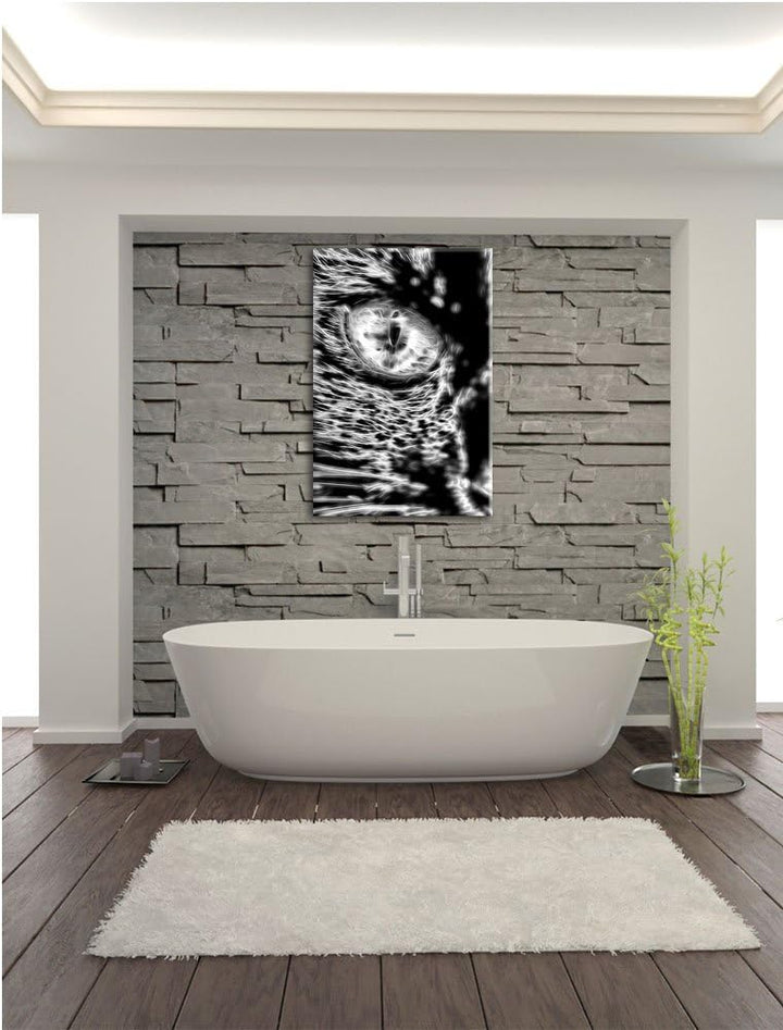 Pixxprint Schwarze Katze orangene Augen als Leinwandbild/Grösse: 100x70 / Wandbild/Kunstdruck/fertig