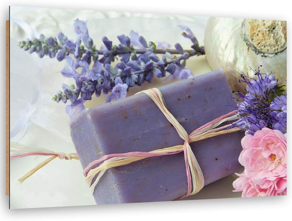 Feeby Dekobild Lavendel Deko Wand Kunstdruck Blumen Violett 70x50 cm Deko Paneel 70x50 cm Violett_b,