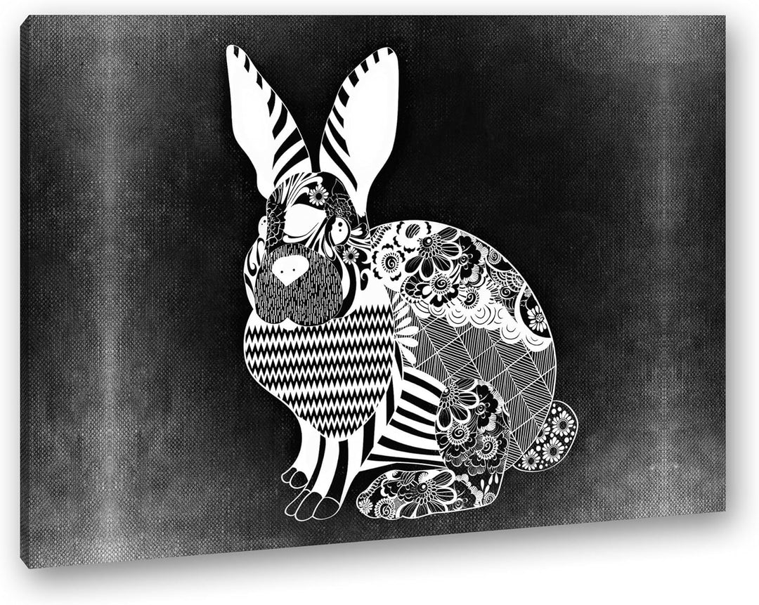 deyoli Abstrakter Hase Effekt: Schwarz/Weiss Format: 80x60 als Leinwandbild, Motiv fertig gerahmt au