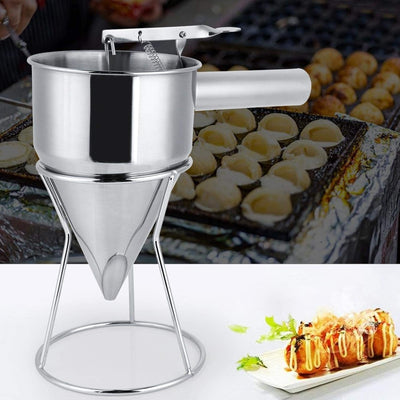 Pancake Batter Dispenser aus Edelstahl, Trichterspender mit Ständer für Takoyaki und Backen