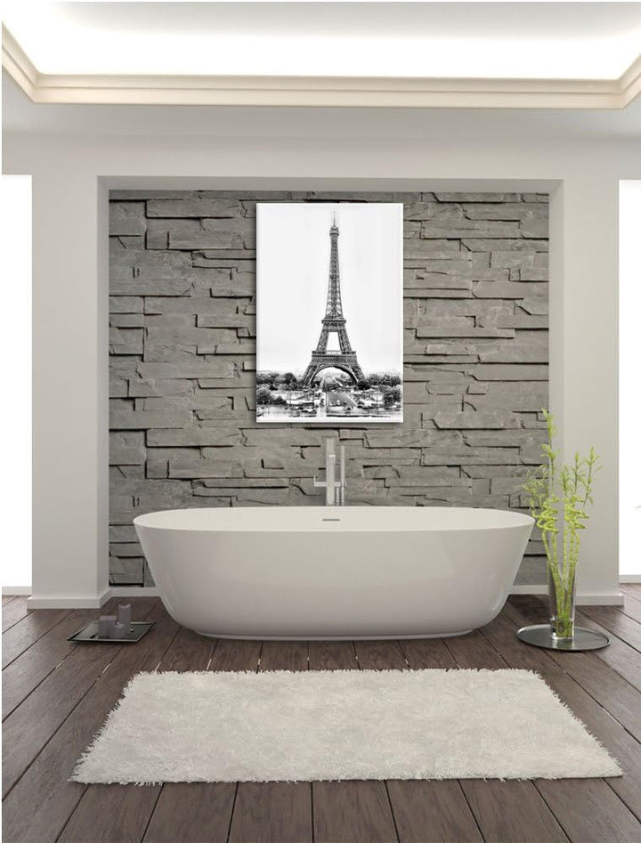 Pixxprint gigantischer Eifelturm / 100x70cm Leinwandbild bespannt auf Holzrahmen/Wandbild Kunstdruck