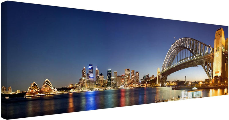 Bilderwelten Leinwandbild - Sydney at Night - Panorama Quer, 40cm x 120cm, 40cm x 120cm