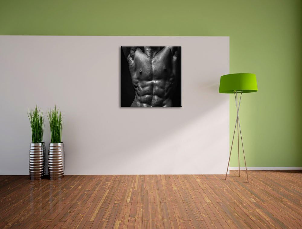Pixxprint Sixpack Body, Format: 70x70 auf Leinwand, XXL riesige Bilder fertig gerahmt mit Keilrahmen