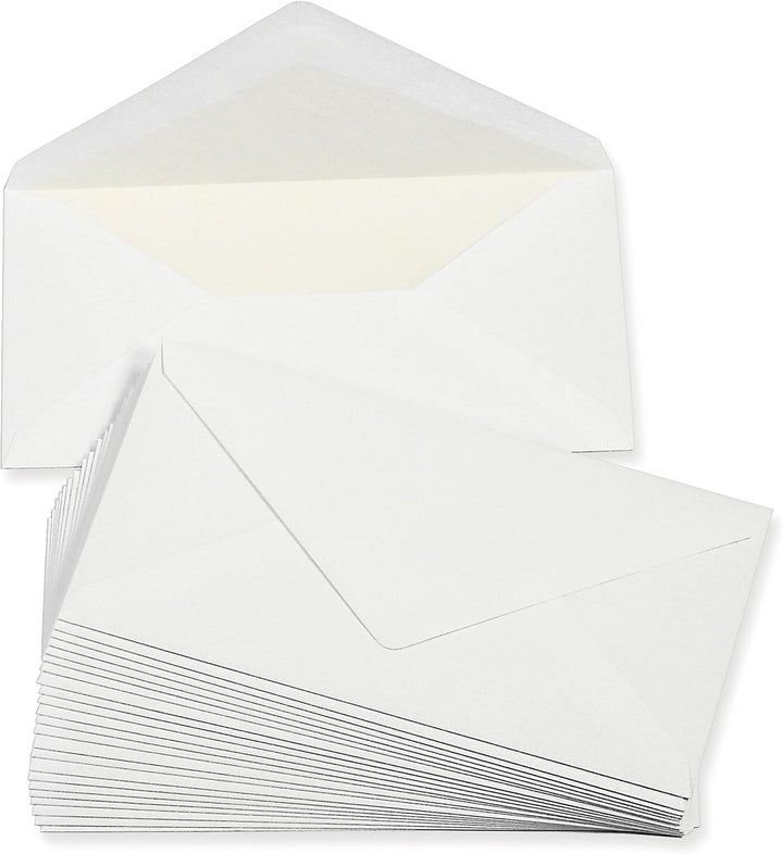 PREMIUM Briefumschläge DIN lang weiss, gefüttert 100 g/qm, 100 Stück, weiss mit Innenfutter/Seidenfu