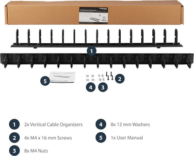 StarTech.com Vertikales Server-Rack-Kabelmanagement - 40U Ringe für Vertikales Kabelmanagement - Kab