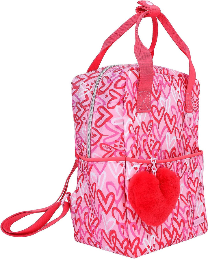 Depesche 12232 TOPModel One Love-Rucksack für Kinder in Rot und Rosa, mit Plüschherz, Tasche mit ver