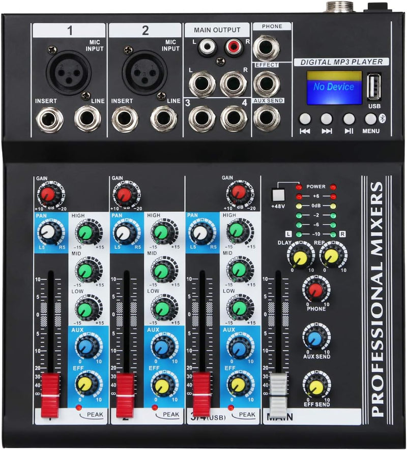 Depusheng HT4 Bluetooth-kompatible professionelle tragbare digitale DJ-Konsole mit USB-4-Kanal-Mixer