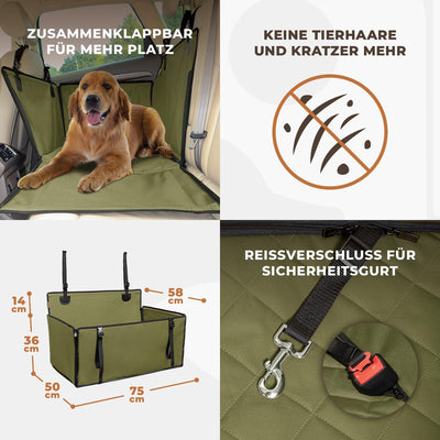 Extra Stabiler Hunde Autositz - Verstärkter Autositz für kleine und mittlere Hunde mit 4 Befestigung