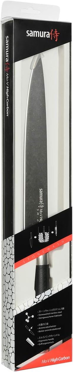 SAMURA MO-V Stonewash Profi Tranchiermesser ultra-scharf, gross, aus japanisch AUS 8 Edelstahl, 23 c