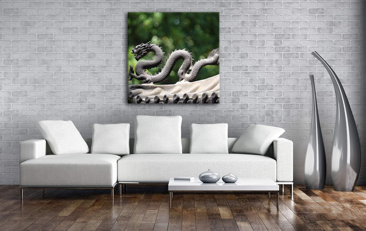 deyoli Drachenfigur Format: 60x60 als Leinwandbild, Motiv fertig gerahmt auf Echtholzrahmen, Hochwer