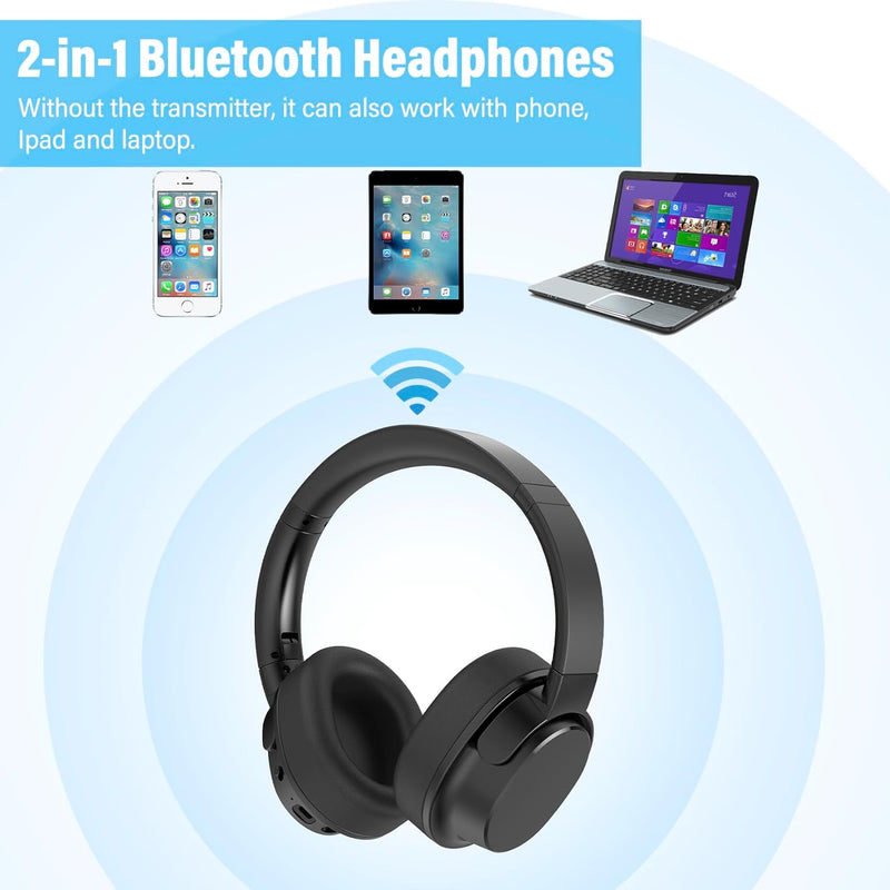 YUANJ NEU 2023 TV Kopfhörer Kabellos Over Ear, Bluetooth 5.1 Funkkopfhörer Kabellos für TV/Telefon/T