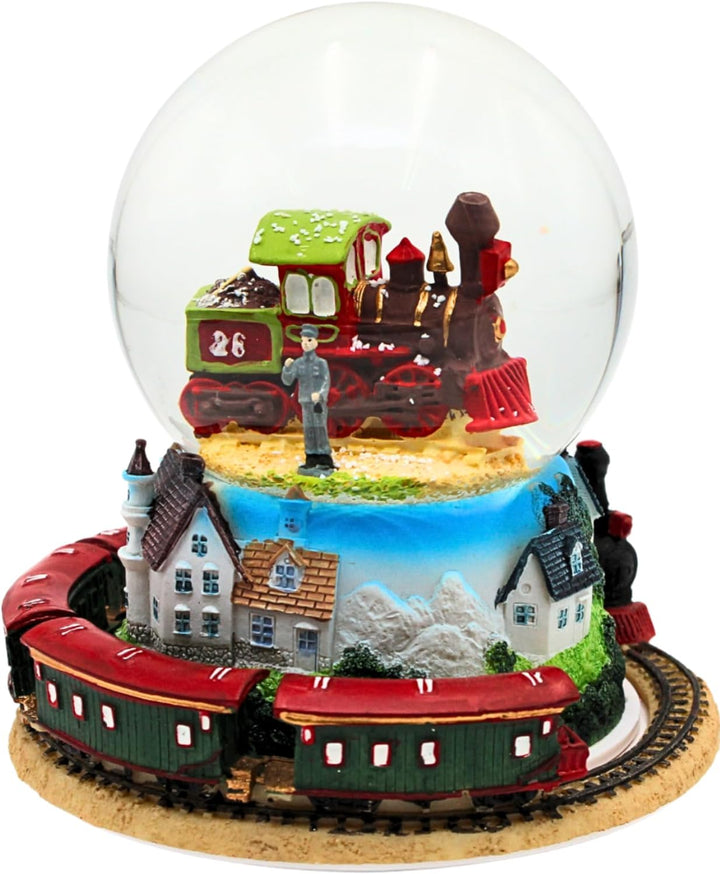 Schneekugel mit beweglichem Zug und Spielwerk, Melodie: Oh Susanna, Masse: H/Ø ca. 17 x 15 cm 17 cm,