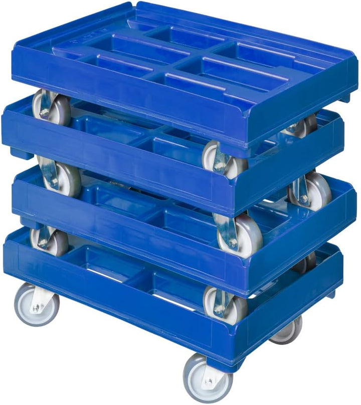 4 Stück Hygiene Transportroller für Kisten 60 x 40 cm mit 4 Lenkrollen in blau