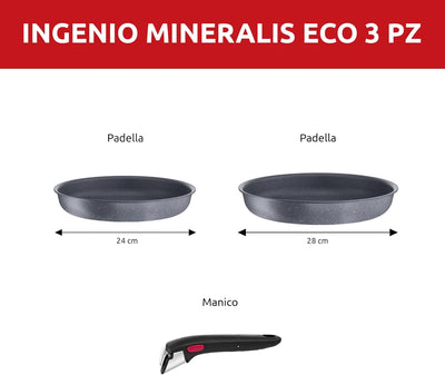 Lagostina Ingenio Mineralis Eco Antihaft-Pfannen-Set aus 100% recyceltem Aluminium mit formstabilem