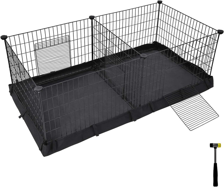 SONGMICS Gehege für Meerschweinchen, Kleintiergehege, Freilaufgehege, mit Trennwand, 2 Separate Bere