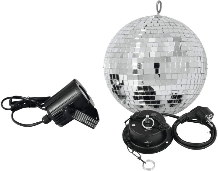EUROLITE Spiegelkugelset 20cm mit LED Spot | Set bestehend aus Motor, Spiegelkugel, Kette und Pinspo
